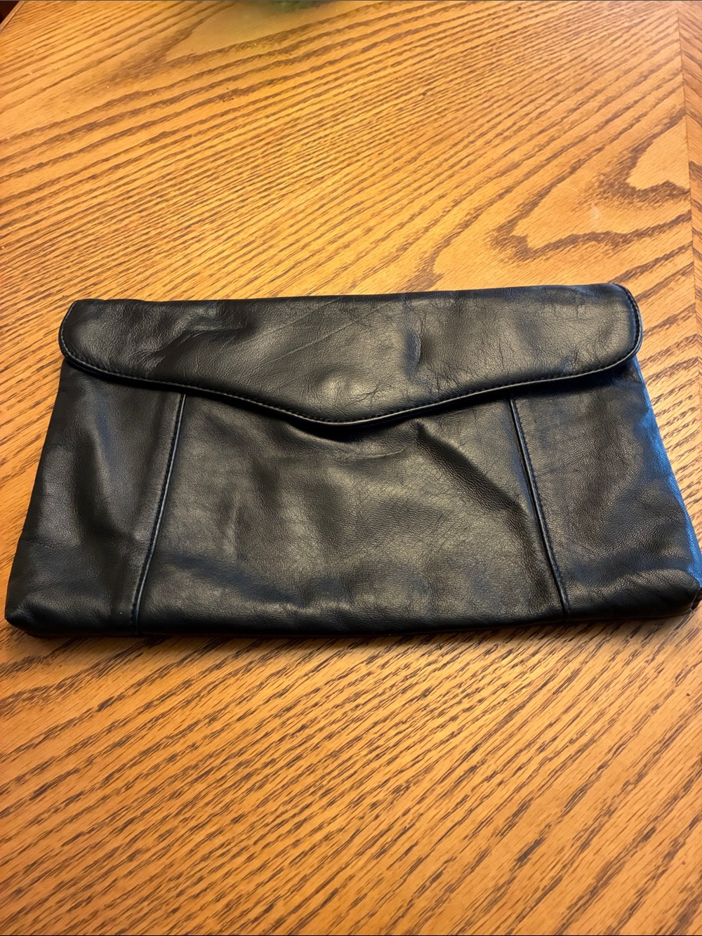 Vintage Toni Black Genuine Leather Minimalist Envelope Clutch Bag 12x7